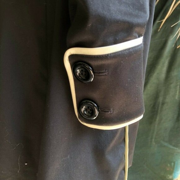 Betsey Johnson Dress Jacket Black Ruffles White Trim Double Breasted Size 4 - Picture 8 of 12